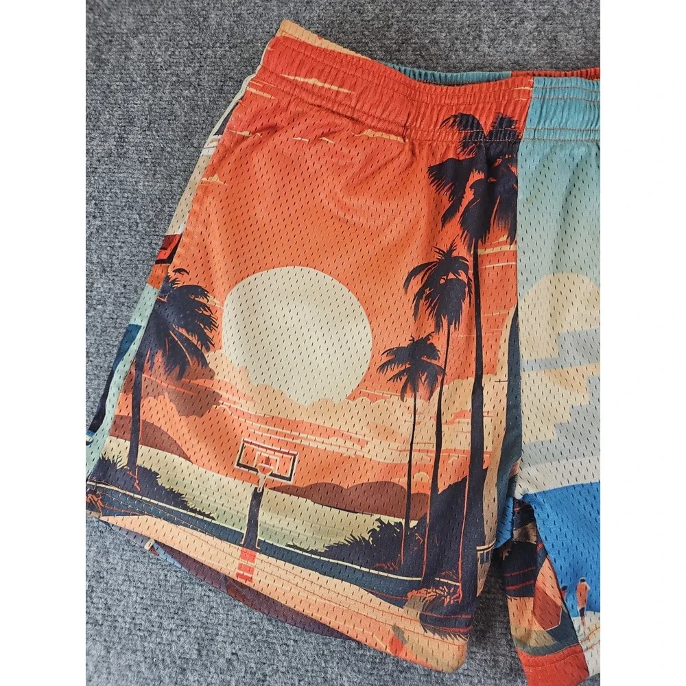 Overtime Palm Paradise Basketball Short Mens Small Mesh Athletic Streetwear 1705